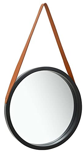 prissent WandSpiegel 50x50 cm Schwarz und Braun Flurspiegel Eitelkeitsspiegel Badezimmerspiegel Eingangsbereich Ankleidezimmer Spiegel Garderobenspiegel Gaderobespiegel Glas und Holzwerkstoff