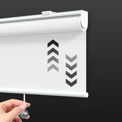 FENGSHOUU Federrollo Schnurloses Verdunklungsrollo,100% Blackout Manuelles Anheben Rollo,Hitzeschutz Sichtschutz,für Zuhause,Büro,Küche,Badezimmer,Mit Zubehör,Breite×Höhe (90cm x 200cm)
