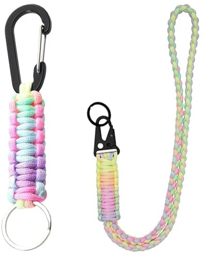 2 Stück Bunte Lanyards, Paracord-Lanyards, Lange Lanyards, Lanyards Zum Umhängen, Geflochtene Handy-Lanyards, Lanyard-Armbänder