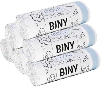 BINY - Bolsas de basura (50 L, 60 x 75 cm, ultra resistente, 23 micras, 120 unidades), color blanco