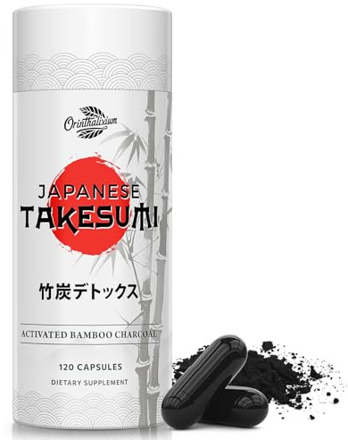 Orinthalixium Takesumi Activated Charcoal 2000mg – Activated Charcoal from Bamboo for Max Absorption, Detox & Gut, 120 Vegan Capsules