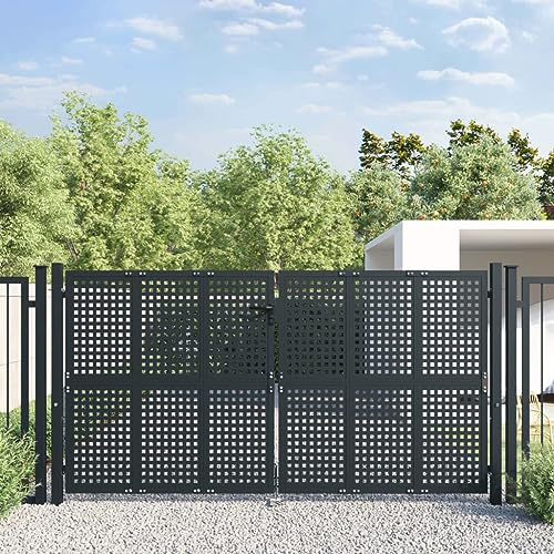Xichuzi Gartentor Anthrazit 300x200 cm Stahl, Gartentür, Gartentüren, Tor Garten, Gartentüren, Garten Tore, Flügeltore - 154568