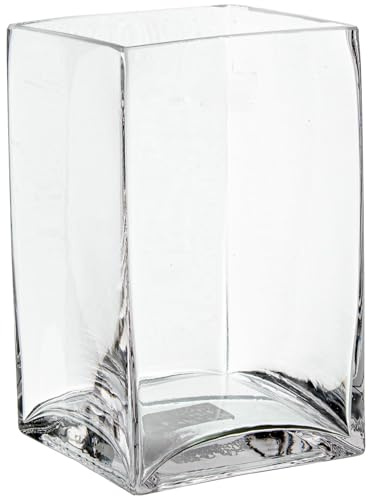 DRW Jarron de sobremesa de Cristal Transparente 12x12x20cm