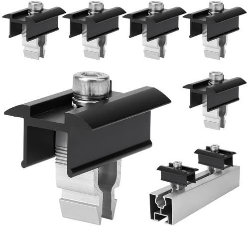 Teokantz 6 Stück Mittelklemme 30mm Schwarz, Verstellbare Solarpanel Verbinder Modulklemmen Solar Photovoltaik Klemmen Solarmodul Halterung Mittelklemme Aluminium Befestigung Montage PV Modul