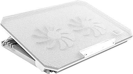 Support de refroidissement pour ordinateur portable - Dissipation de la chaleur - Réglable en hauteur - 4 vitesses - Deux ventilateurs de refroidissement - Blanc
