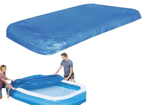 Strong Rectangular Family Swimming Paddling Pool Cover, Round Pool Cover - Foldable Tarp Dust, Proof Hot Tub Film With Drawstring For Water Poolside Backyard Home Ground