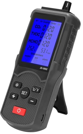 YHMMYSHX Multifunctional Air Quality Tester CO2 TVOC Meter Temperature Humidity Measuring Device Lar Display Alarm Sound with USB Cable Precise Sensors for Fast Detection