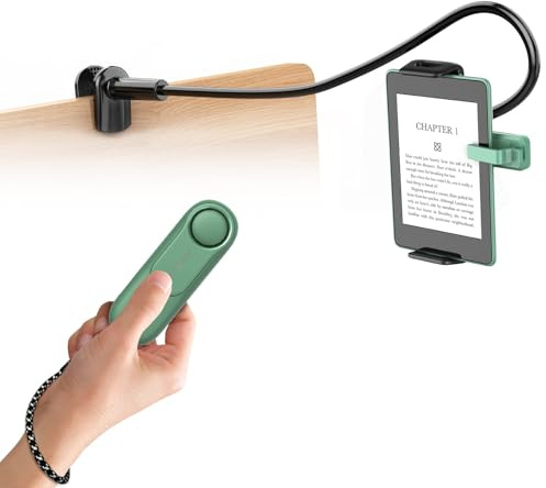 hogance Support pour Tablettes pour la Lecture Kindle avec RF Télécommande Tourne Page (HKRC005, Vert), Support pour eReaders et Télécommande Liseuse, Accessoires pour la Lecture Kindle/iPad/Tablets