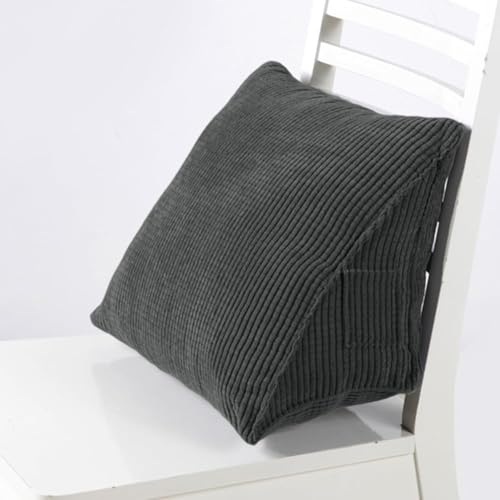 Dreieckiges Lesekissen, Keilkissen mit Reißverschlusstasche und Rückenstützkissen für Büro, Zuhause, Bett und Sofa, abnehmbarer, waschbarer Bezug zum Lesen, Entspannen und Unterstützen (grau)
