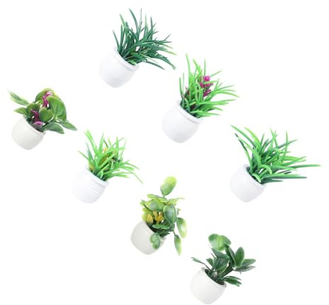 UKCOCO 7 pièces Mini Pot Fleurs Artificielles Miniatures Décoration Maison Poupée Modèles de Plantes Pot Réalistes