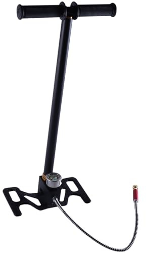 Druckluftpumpe Handpumpe, Dreistufige Hochdruckpumpe 4500psi/30MPa, Fußpumpe für Luftgewehre, Tauchflaschen, Paintball, Reifenball, mit zusammenklappbarem Pedal