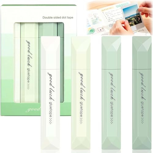 4 PCS Double Sided Tape Pens, Double Sided Tapes Roller, Double Sided Tape Pens for Wrapping Paper, Doubles Sideds Glue Pen for Scrapbooking, Home School Office Cards, Photo, Journaling Supplies