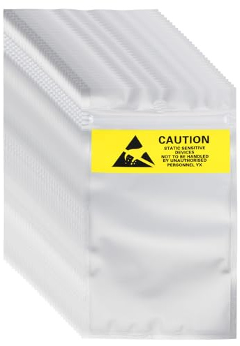 QUARKZMAN 100 Pcs Sacs Anti Statique 3.5 x 6.3 Sacs Rescellables Blindage ESD avec Etiquettes pour Hard Drive HDD SSD Dispositifs Electroniques Cartes Meres, Argent