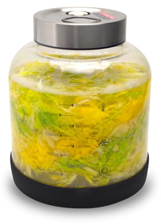 Fermentierglas 2 Liter mit Deckel 1 Stück Gärglas für Haushaltsfermenter