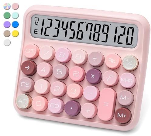 VEWINGL Calculadora mecánica de escritorio de 12 dígitos con pantalla LCD extragrande de 5 pulgadas, botones grandes de fácil presión, pantalla inclinada de 15°, calculadora de escritorio de oficina y