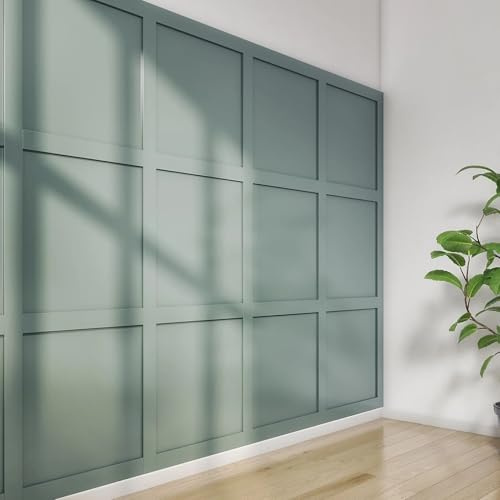 Cheshire Mouldings WPKT3 Wall Panel Kit (9mm Thick, 63mm Wide, 1200mm Long) - Durable MDF Panels for Easy Installation, Customizable & Paintable, Green - Pack of 1