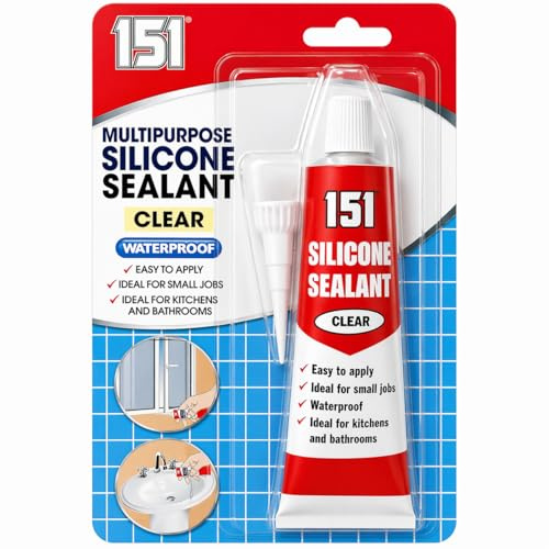 151 Clear Multipurpose Silicone Sealant 70g – Waterproof Sealant for Kitchen & Bathroom, Sink, Shower & Tiles, Easy Apply Adhesive for Small Jobs, Gap Filling, Leak Repair, Window Sealing
