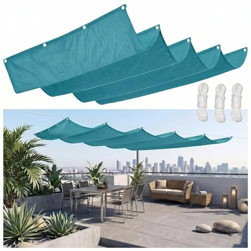 Sonnenschutz Wintergarten 320x450cm Seilspannmarkise Komplettset Welle Einziehbar Wasserdicht Glasdach Beschattung Blau