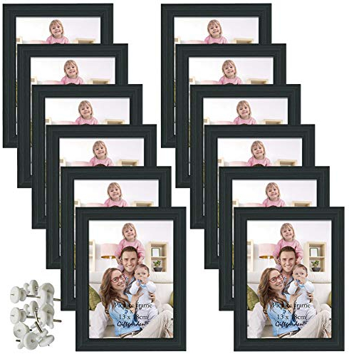 Giftgarden 12 Stück Bilderrahmen Set 13x18 cm für 18x13 Fotos und Bilder, Schwarz Fotorahmen Collage, Wand- oder Tischaufsteller - Geschenk Freund