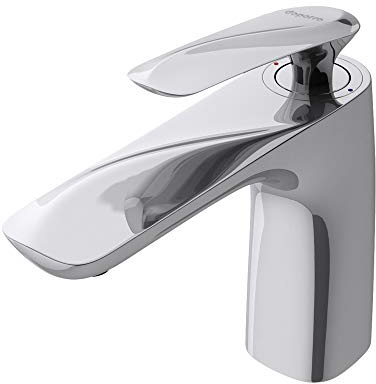 doporro Armatur Wasserhahn Bad Waschtischarmatur Silber 16,5 cm hoch | Design Waschtischarmatur für Waschbecken | Waschbeckenarmatur Bad WAM-7201