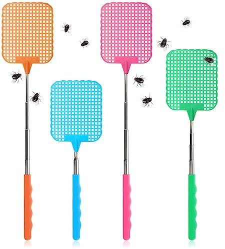 COM-FOUR® 4X Matamoscas telescópico, Repelente de Mosquitos | mango extensible - la selección de control de plagas varía]