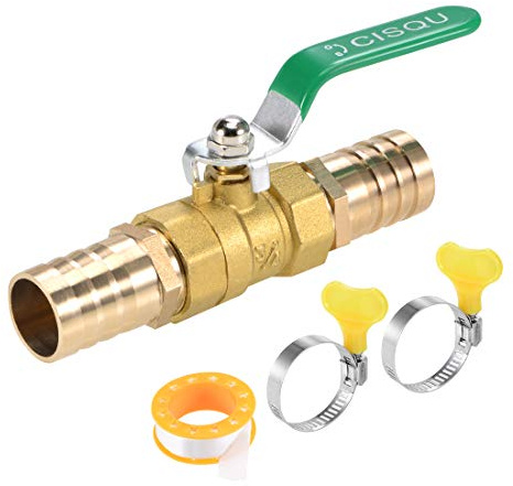 sourcing map Robinet À Tournant Sphérique Vanne Arrêt 25mm Laiton 90 Degré | Tuyau Barbillon Tuyau Tube Raccords 90 Degré Opération Poignée Valve, Avec Tuyau Pinces Et Fil Ruban Étanchéité
