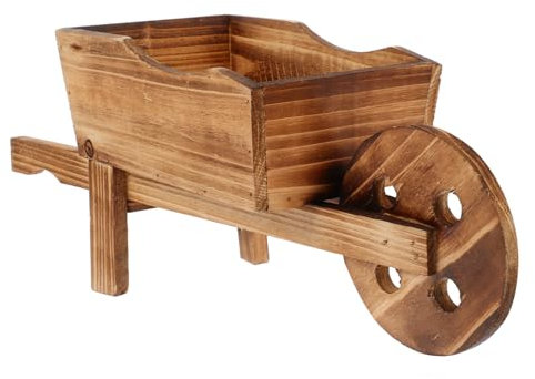 Happyyami Holz Blumentopf Zier-schubkarre Für Pflanzen Garten Dekoration Blumentopf Aus Holz Für Sukkulenten Innenbereich Blumenvase