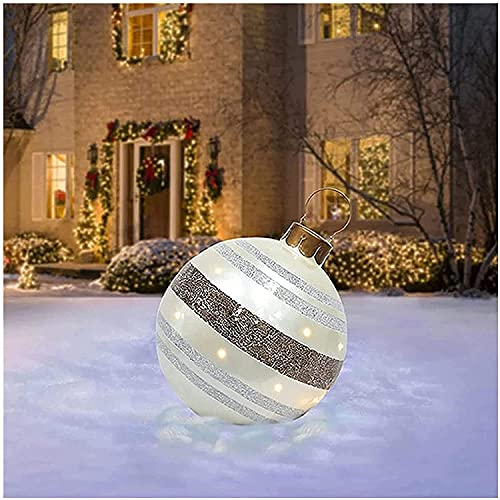 Ycxydr Aufblasbare Weihnachtskugel, Dekor, riesiger Weihnachtsball, für den Außenbereich, Ornamente für Hochzeit, Festival, Heimdekoration, Hof, Rasen, Garten, Außendekoration, mit Pumpe (E), 60 cm