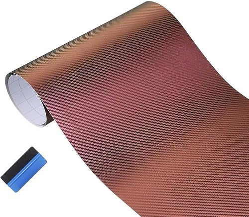 NewL 3D-Chamäleon-Vinylfolie, Carbonfaser-Vinylfolie, Auto-Karosserie-Dekoration, Aufkleber (Lila bis Rot, 30 cm x 150 cm)