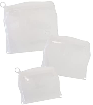 pandoo Silikonbeutel mit Clip-Verschluss – 3er-Set | Drei Beutel mit 500, 1000 und 1500 ml für Aufbewahren, Einfrieren und Erwärmen
