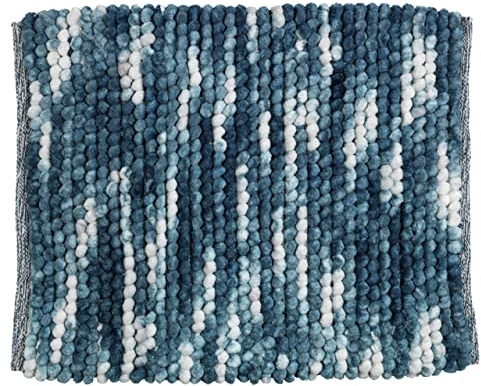 Wenko Tappetino da bagno Urdu blu, scendibagno dal moderno effetto melange, resistente, senza pelucchi, elevato assorbimento di umidità, asciugatura rapida, lavabile, antisdrucciolo, 55 x 65 cm