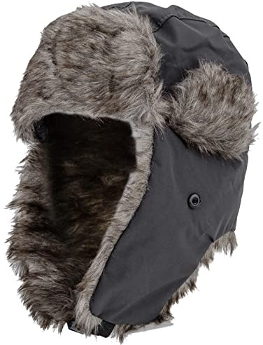 NONMON Chapeau de Trappeur Hiver Unisexe, Homme Femme Chapka Bonnet d'aviateur Tropper Russe en Fausse Fourrure avec Oreille Chaude, Imperméable Coupe-Vent pour Ski Cyclisme Activités Neige - Gris