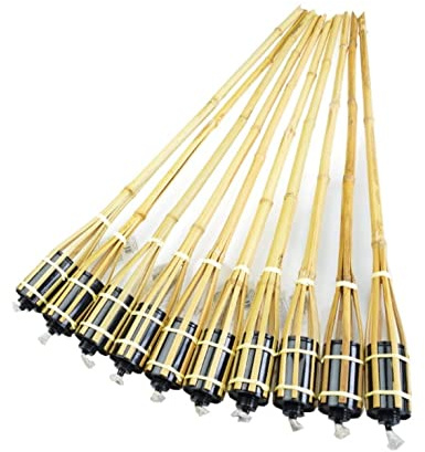 Dixiestore Torce a olio di bambù | Torce di bambù Set di 10 torce da giardino in bambù per esterni | Pratiche torce da giardino riutilizzabili per esterno 180 cm