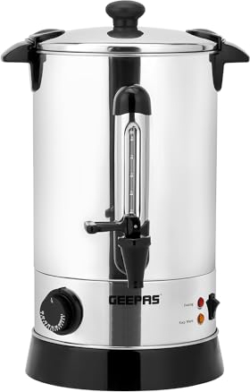 Geepas 7L Electric Catering Urn, 950W Instant Hot Water Boiler Dispenser with Drip Tray, Tea Urn Kettle Home Brewing Commercial or Office Use with Keep Warm, Thermostat Function – 2 Year Warranty
