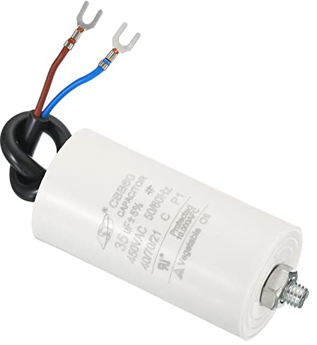 PATIKIL CBB60 35uF Running Capacitor, AC 450V 2 Wires 50/60Hz Cylinder Bottom with Screw 75x40mm for Washing Machine,Water Pump Motor Star