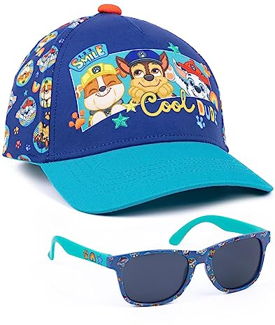 Paw Patrol Casquette Boys et Lunettes de Soleil GRATUITES | Enfants Rubble Chase Marshall Bleu Casquette de Baseball Ajustable Accessoires de Vacances d'été | Cadeaux de Marchandise d'émission de TV