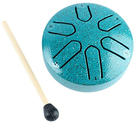 Stahlzungentrommel, 6 Ton 3 Zoll Handpan-Trommel Karbonstahl Klarer und knackiger Klang Leicht zu spielen Percussion-Instrument mit Drumstick-Notenaufkleber für Meditation, Yoga (Grün)