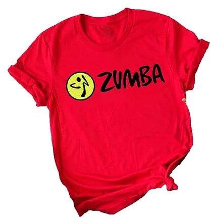 Damen-T-Shirt Athletic Samba Kurzarm Rundhals Grafik Cha-Cha Tee Oberteile Rot für Tanz Fitness Sporttraining