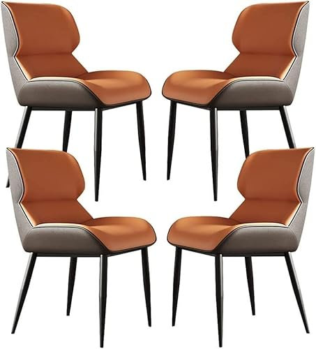 AMAZWI Modern Küche Esszimmermöbel Stühle Esszimmerstühle 4er Set Küchenstühle Aus Mikrofaser-Leder Ergonomie-Sitzfeste Stuhlbeine Aus Kohlenstoffstahl-Metall Esszimmerstuhl (Color : Orange)
