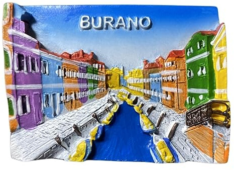 Color Island Burano Kühlschrankmagnet, Venedig, Italien, Reise-Souvenir, 3D-Kühlschrankdekoration, Magnetaufkleber, Bastel-Kollektion