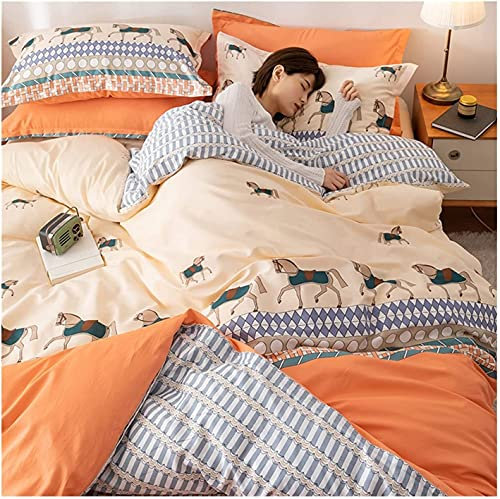 BONOOL Completo da letto a quattro pezzi antimacchia antirughe 100% cotone copripiumino reversibile completo/matrimoniale con letto matrimoniale matrimoniale stampa fiori vegetali set di lenzuola