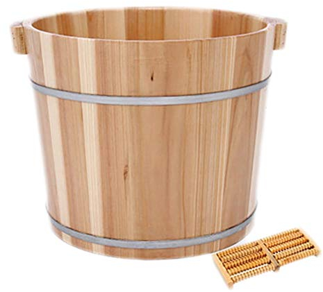 SilteD Eimer für Fußbad, Sauna-Zubehör, Sauna-Eimer, Wassereimer, handgefertigte Fußbadewannen aus Holz, Fußentspannungsfass (Farbe: A) Present