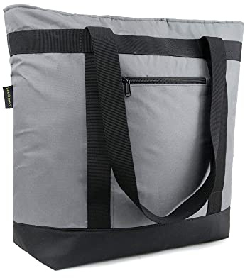 BeeGreen Cooler Bag Soft Insulated Tote for Beach Travel Grocery Shopping Lunch Portable Large Ice Coolers with Handle Hard Freezer Bags with Zippered Top Foldable Leakproof Delivery Totes Gray