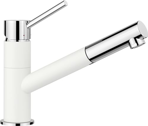BLANCO KANO-S | Küchenarmatur | Mit herausziehbarem Schlauch | Niederdruck | [5,5x24,6x19,1 cm] | Wasserqualität & wassersparend | Rückflussverhinderer | Keramik Kartusche