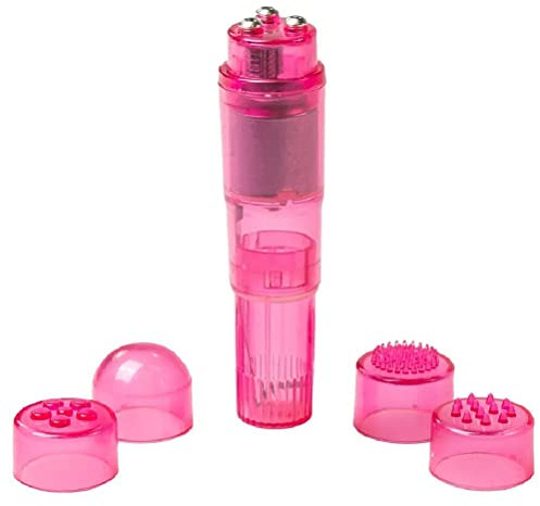 Gajoin Mini Portable Small Vibrating Massage Body Tool 4 Heads Massager Pocket Toy for Women Neck Shoulder Face Back Leg Foot Muscles (Pink Color)
