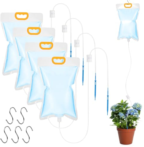 Yimomoyi Sacchetti per Irrigazione, Sistemi di Irrigazione Automatica 5 Pezzi 3.5L, Dispositivo Irrigatore con Flusso Regolabile per Piante Interno Esterno
