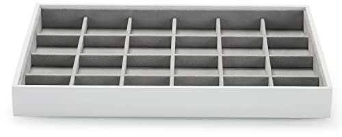 Papten stapelbar Schmucktablett, Schmuckaufbewahrung Schublade Schmuckeinsatz Organizer Schmuck Display 24 Fächer für Ohrringe Ring Halskette