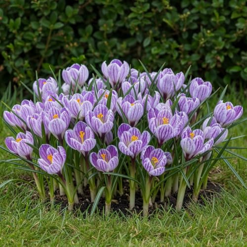 Botanische Krokusse Zwiebeln Winterhart Mehrjährig - Pickwick | 50 exklusive Blumenzwiebeln, Echte Pflanzen aus Holland, für Garten, Balkon und Topf (kein Samen, nicht künstlich)