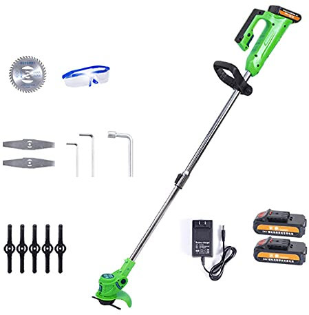 DDKYHU Tondeuse à Gazon électrique 21 V Batterie Portable Tondeuse à Gazon rotative électrique avec poignée en U Outils de désherbage de Jardin télescopiques légers Rechargeables 1 Batterie z