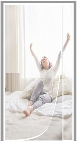 Magnet Fly Screen Door Insect Protection,115x265cm Le rideau magnétique est idéal pour la porte de balcon,de cave et de terrasse,montage facile à coller sans perçage,Blanc